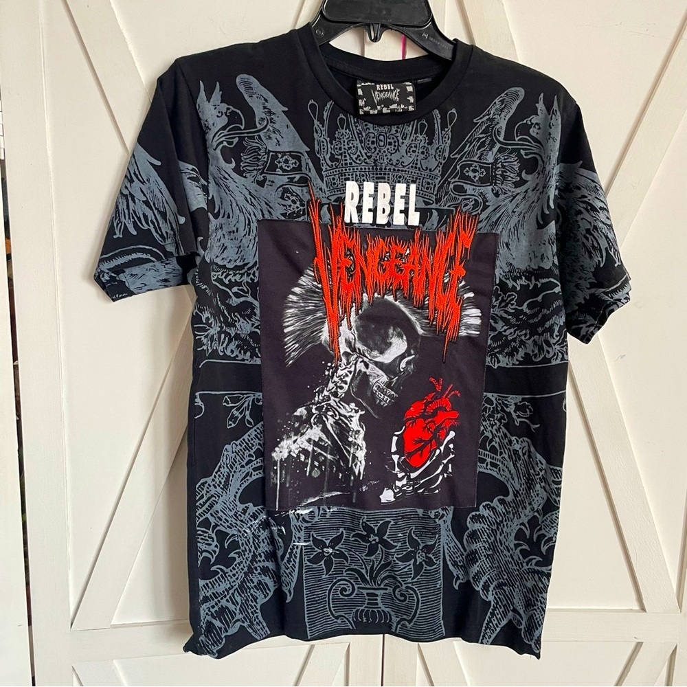 Rebel Vengeance Y2K Black Graphic‎ T-Shirt Size S